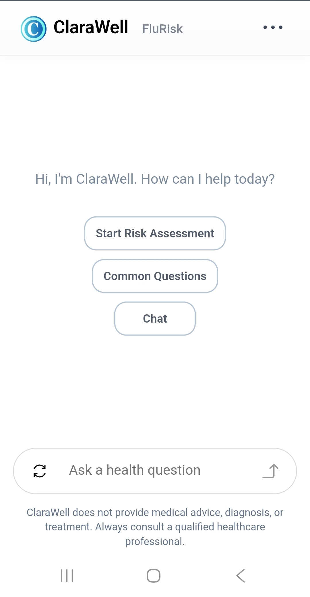 Mobile view of the original SoreThroatRisk public experience.